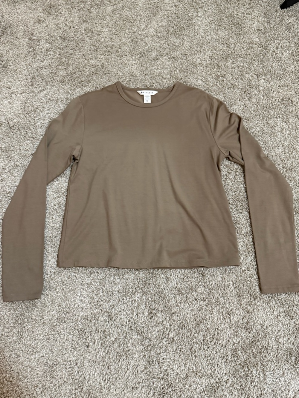 Athleta Taupe Long-Sleeve Crewneck Top